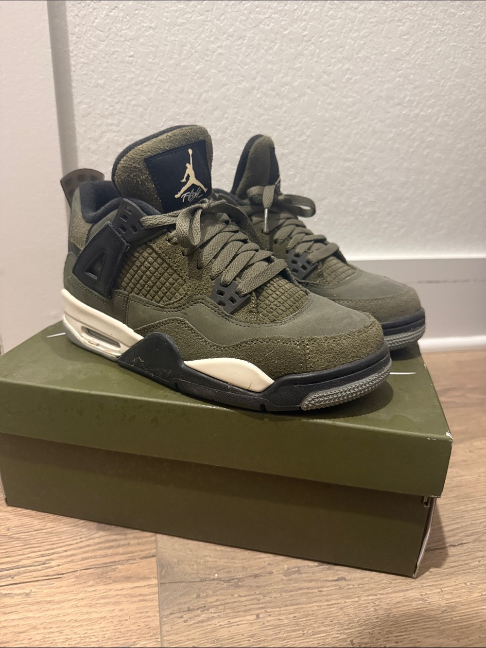 Jordan Men's Olive Green Suede Mesh Sneakers